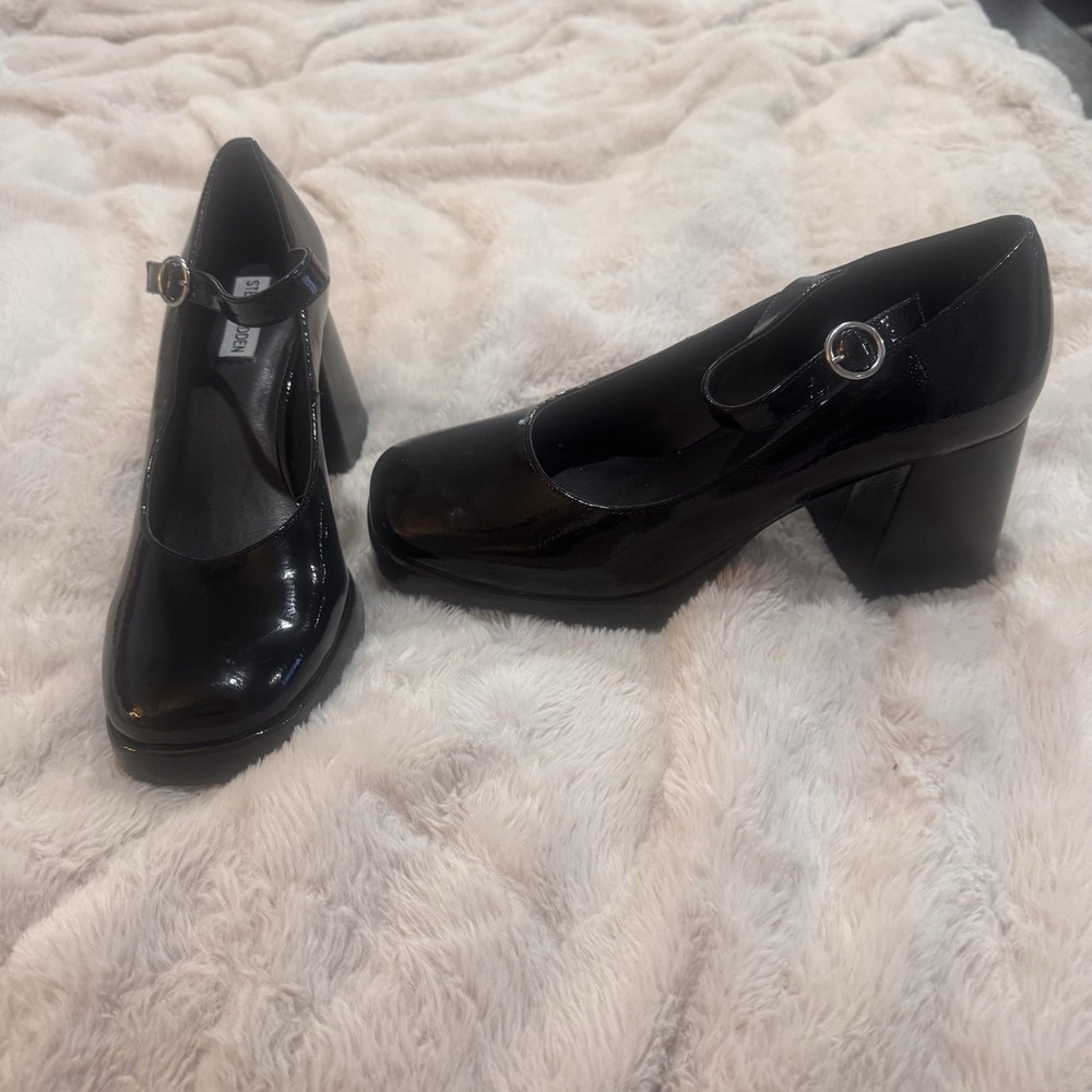 Steve Madden Women's Mingle Mary Jane Pumps Black Patent Size 11 M